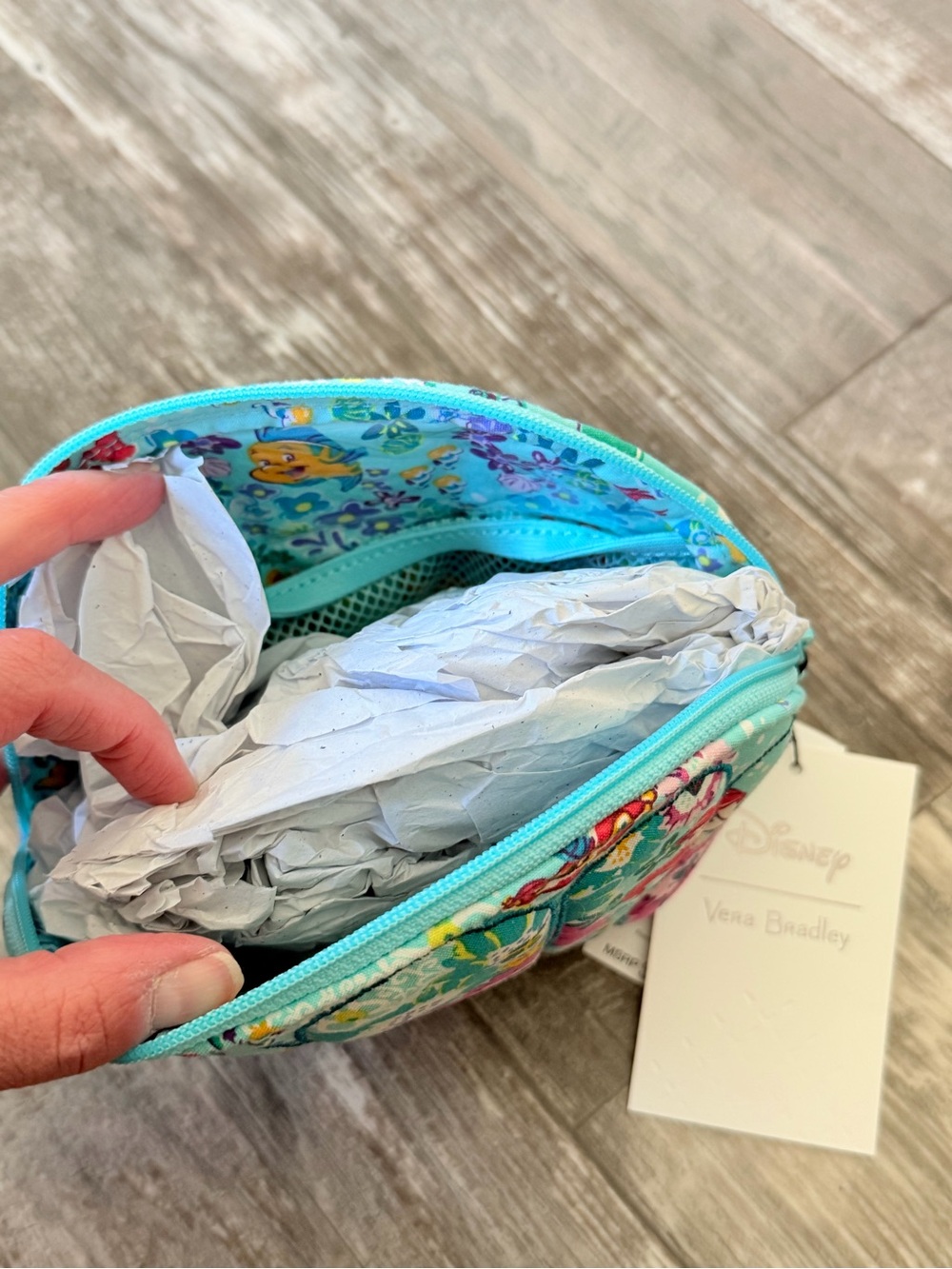 Vera Bradley Disney Ariel Floral Aqua Quilted Kids Pouch - Picture 3 of 6